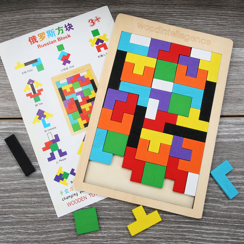 Bảng đồ chơi xếp hình Tetris bằng gỗ dành cho bé